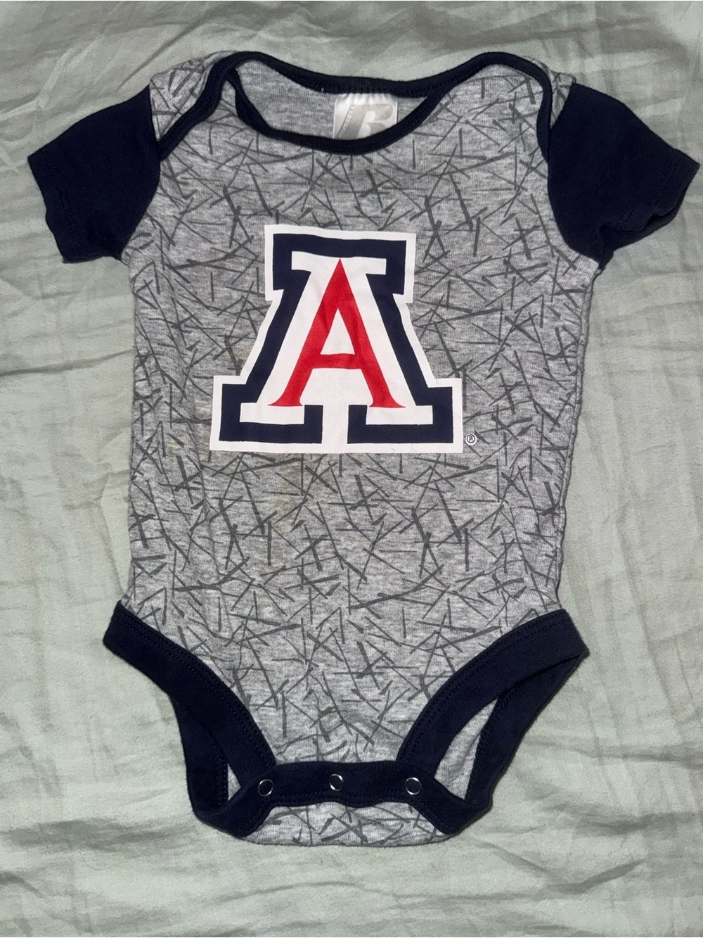 Arizona Wildcats Baby Bodysuit 3-6M Gray Navy Short Sleeve NCAA College Logo